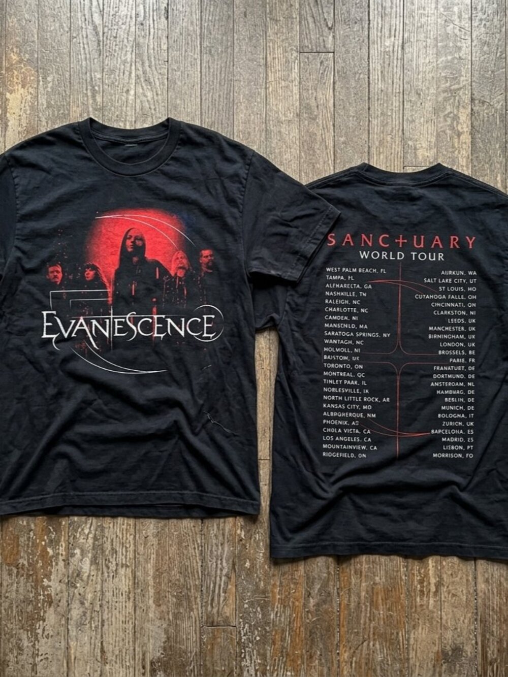 Evanescence Sanctuary World Tour 2026 Vintage Band Tee Gothic Rock Shirt